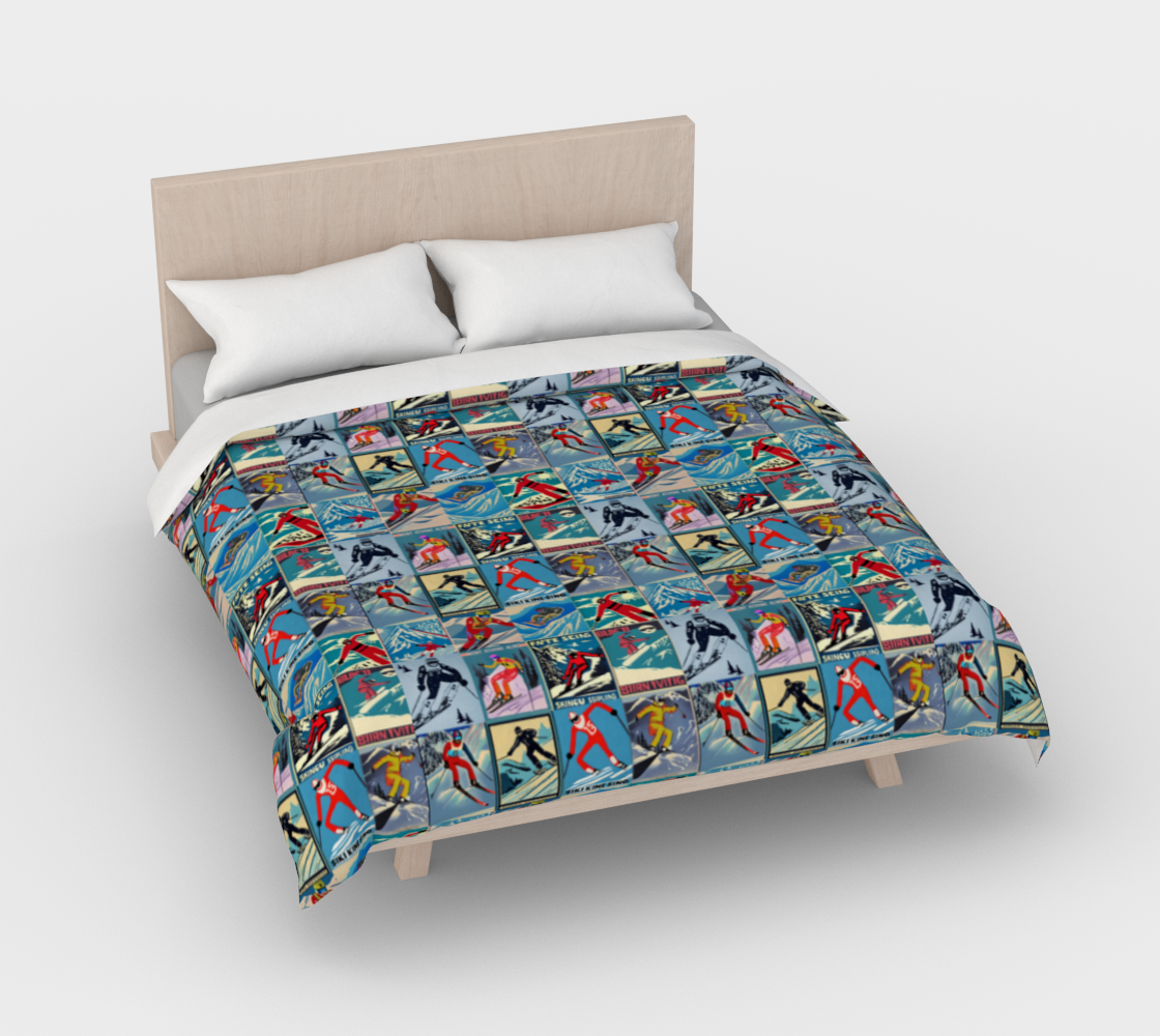 Duvet Cover in Vintage Style men Ski Collage for the nicest sleep. Made of quality 100% cotton in Canada