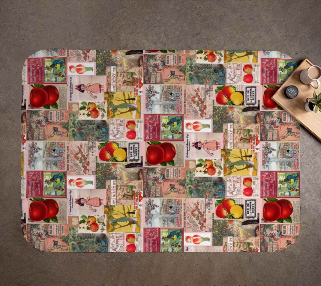 Couverture en amour de pomme vintage fabriquée à Montréal avec un tissu minky épais, doux et résistant au boulochage