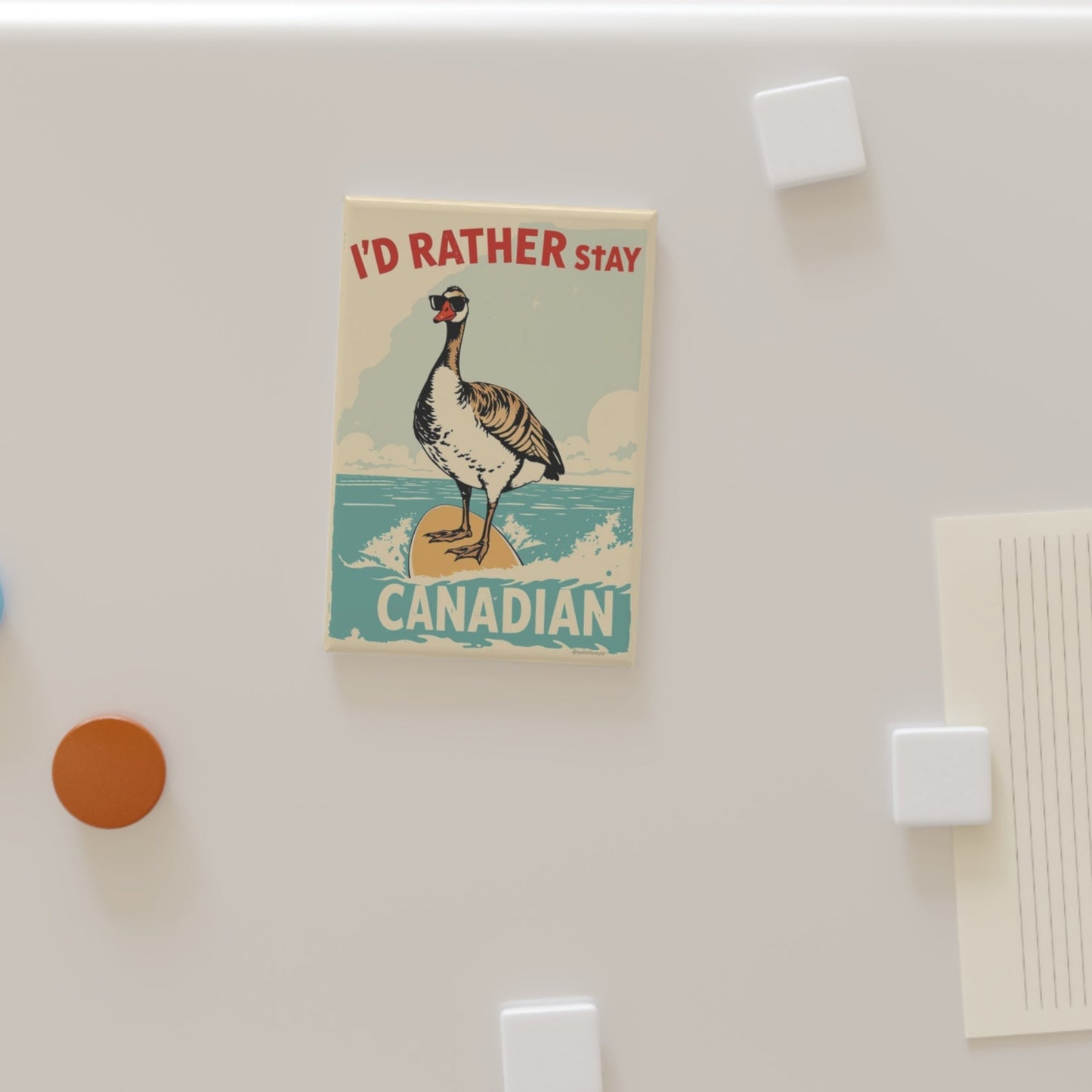 Button Magnet - Canadian Goose 'I'd Rather Stay Canadian' Decorative Magnet (1 & 10 pcs)