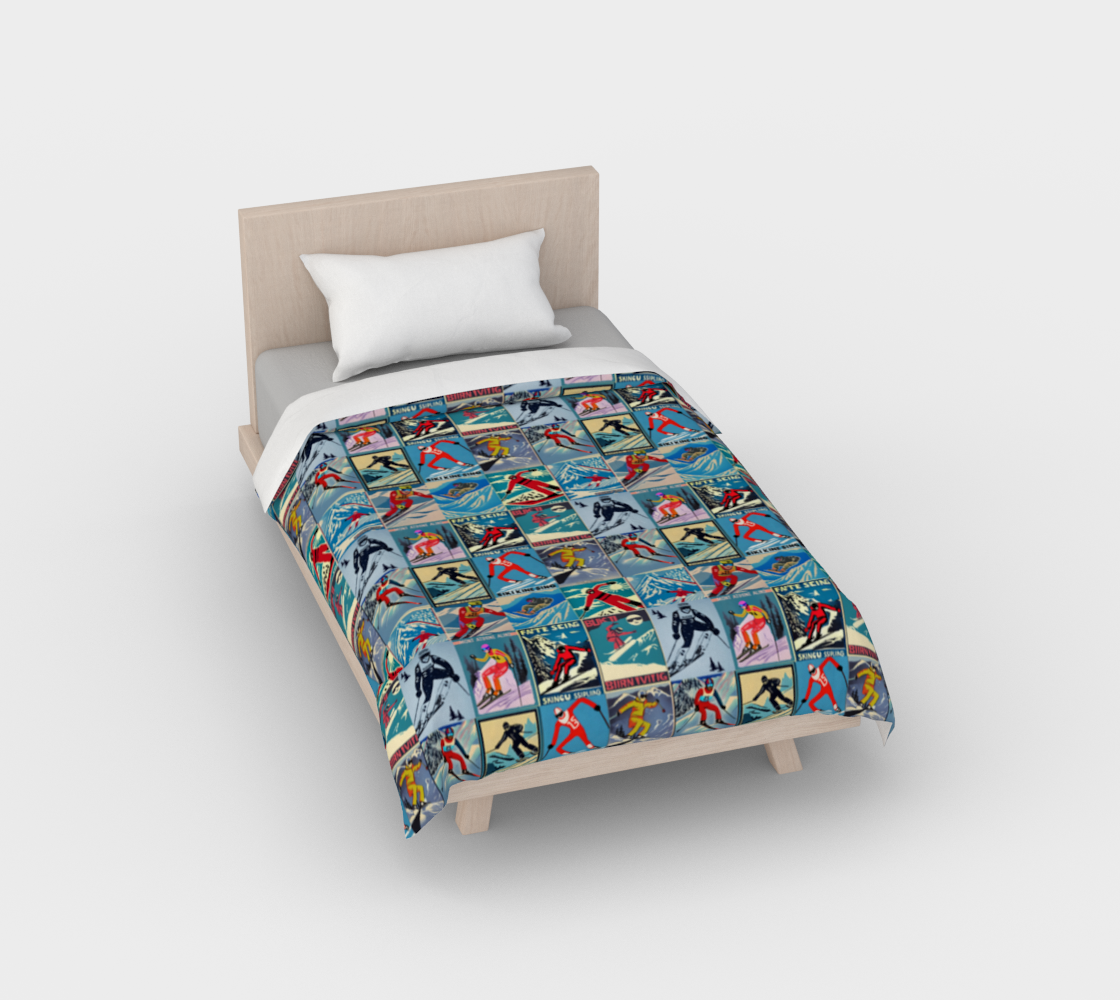 Duvet Cover in Vintage Style men Ski Collage for the nicest sleep. Made of quality 100% cotton in Canada