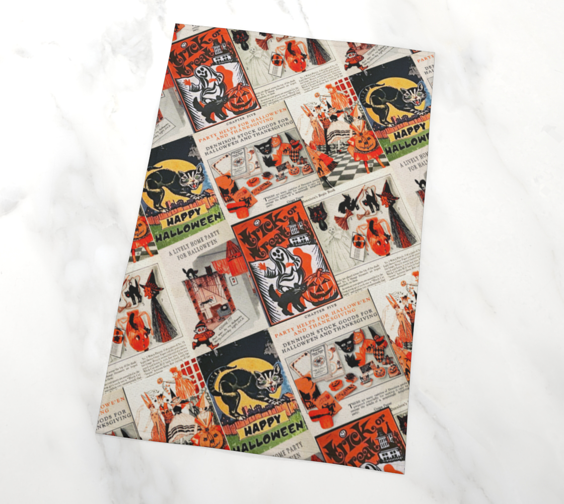 Torchon mural vintage Halloween Collage 100% coton lin