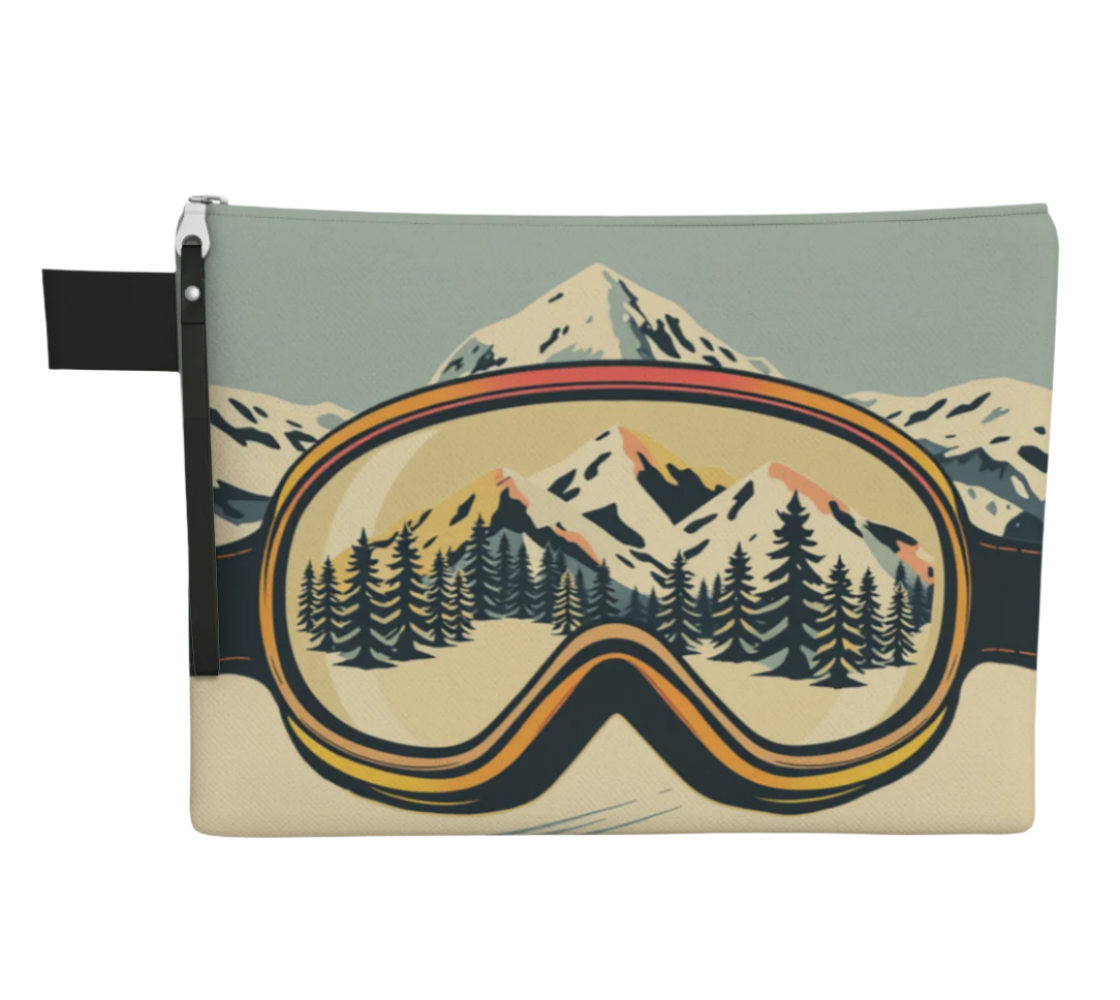 Wristlet carry-all Ski Art silver Ski google made in montreal Canada