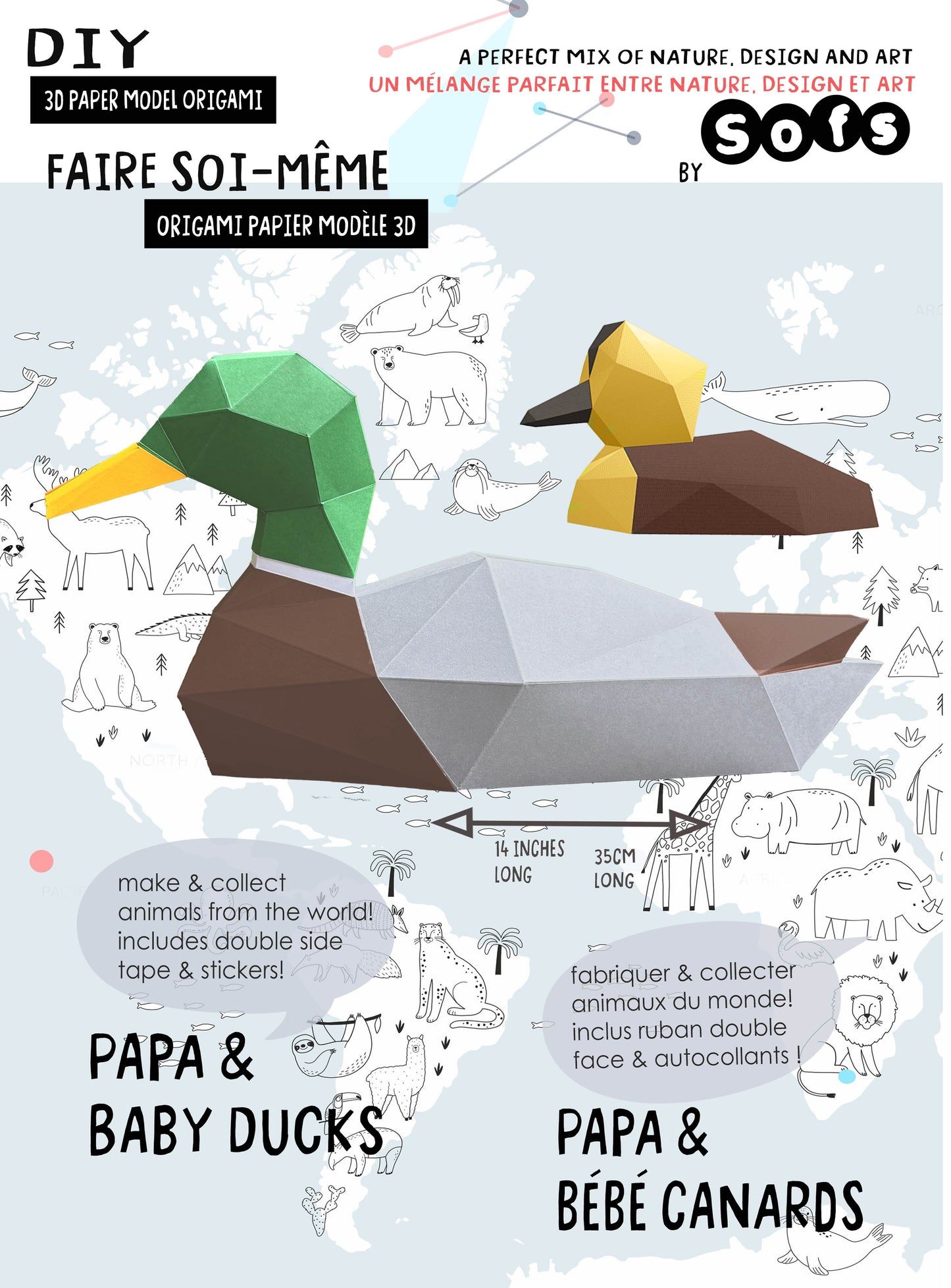 DIY Duck 3D LUX Paper model Origami Kit, 3D Papercraft activity