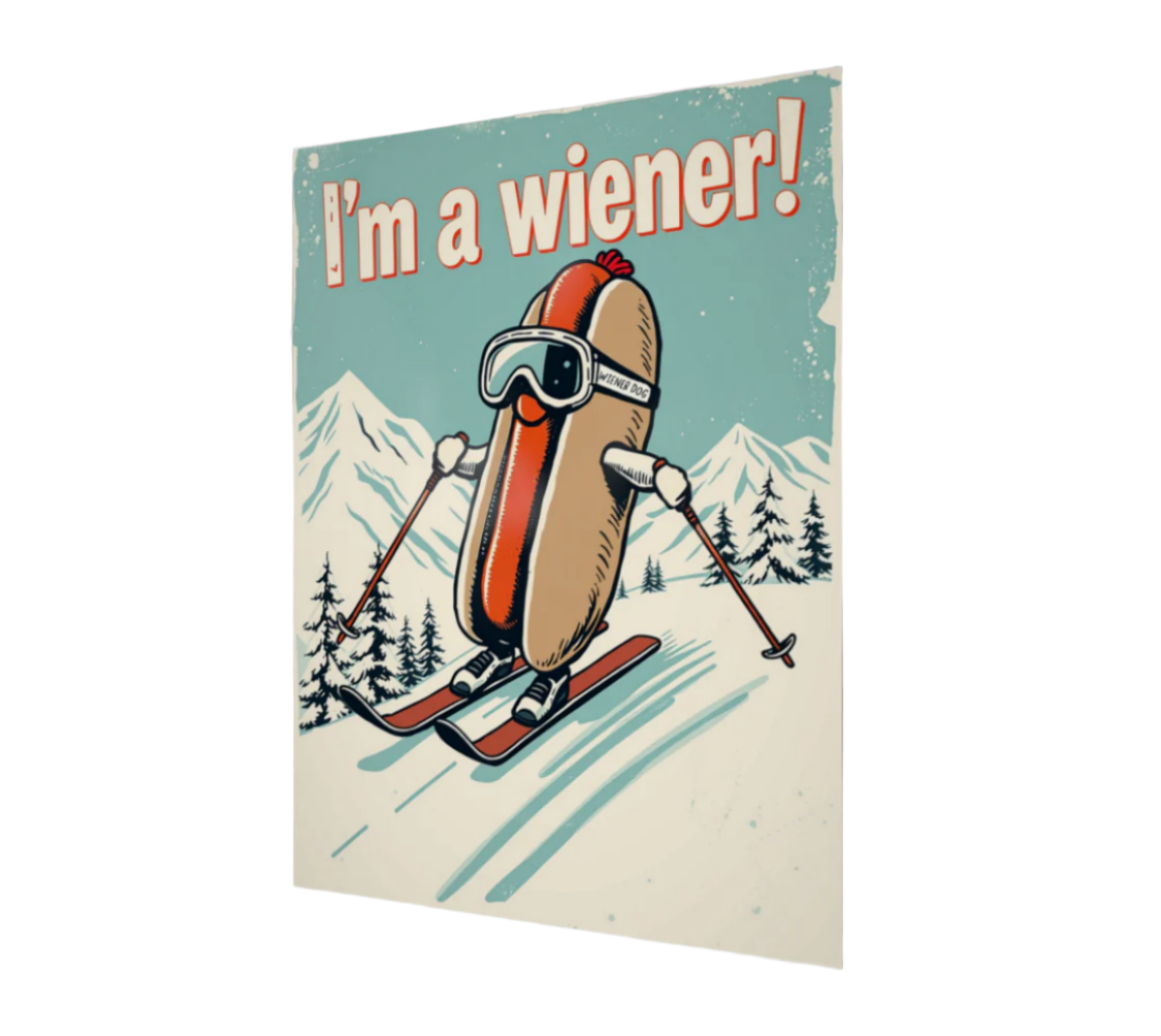 Poster I'm a wiener hot dog Skiing for your home made with our Ski art style graphics