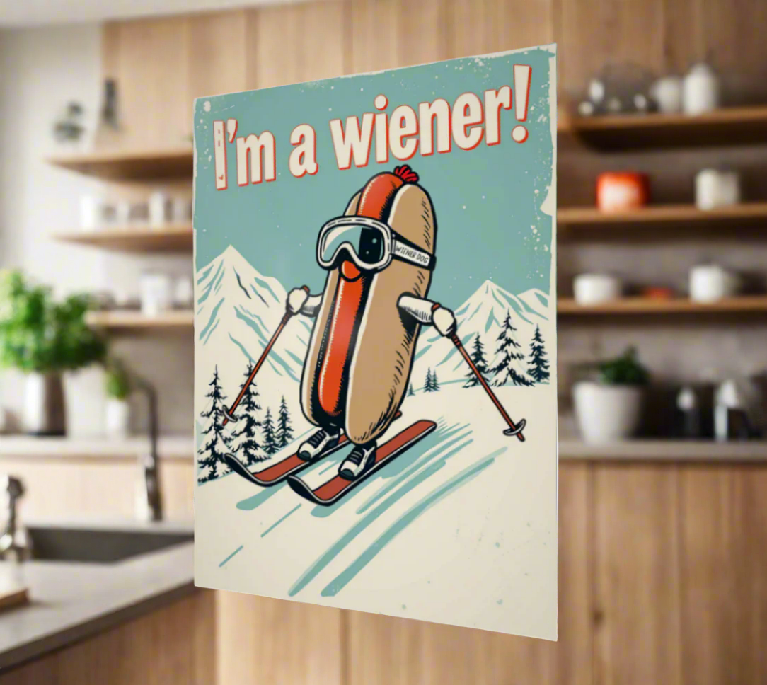 Poster I'm a wiener hot dog Skiing for your home made with our Ski art style graphics