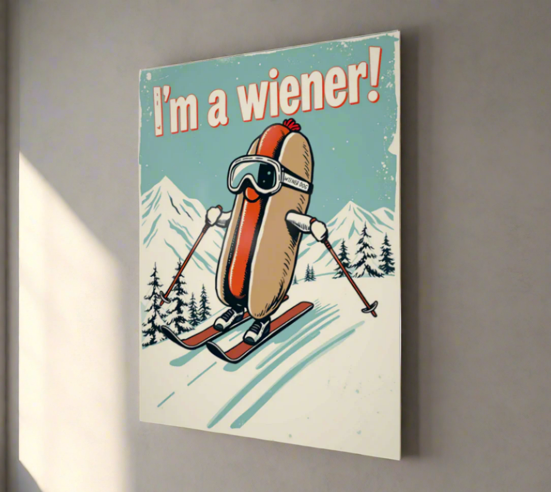 Poster I'm a wiener hot dog Skiing for your home made with our Ski art style graphics