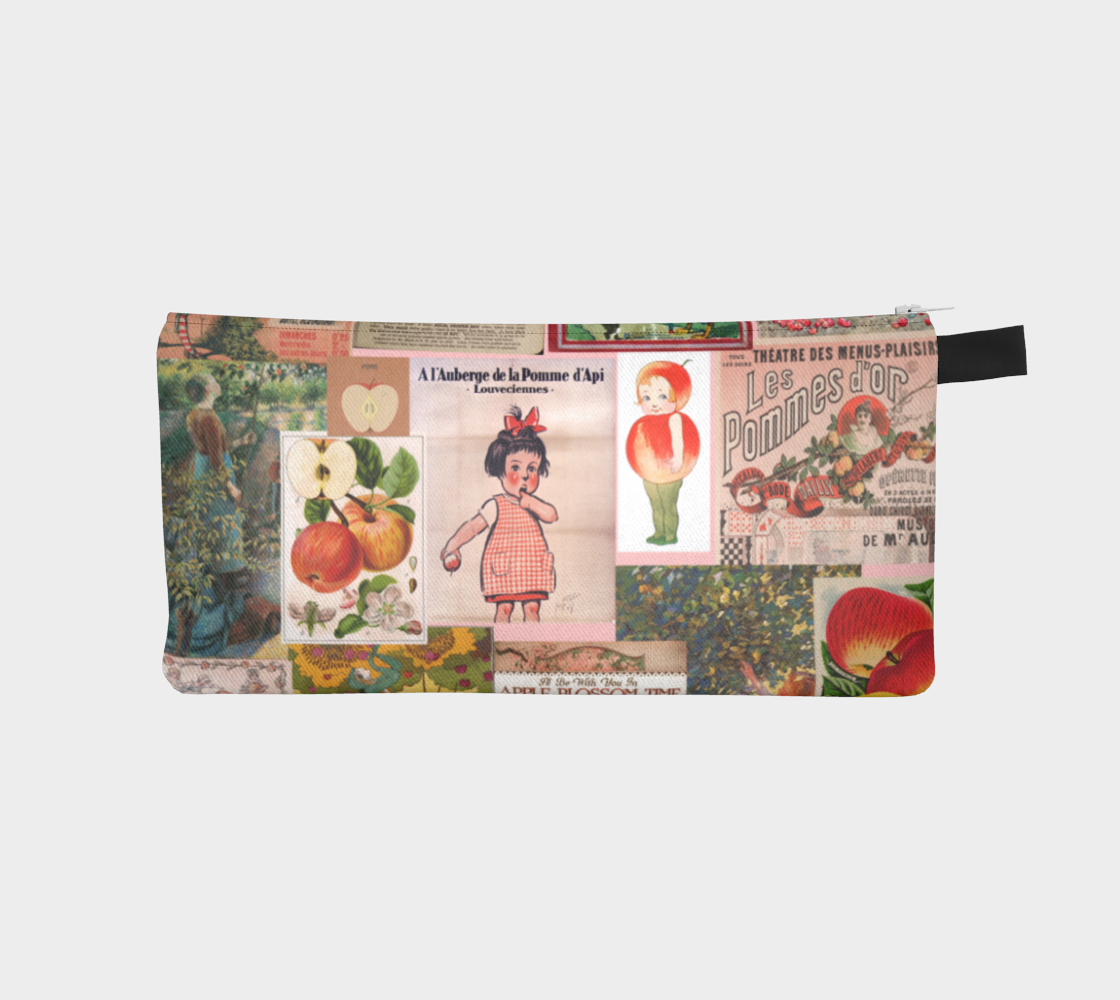 Trousse à crayons ou trousse de maquillage en collage de pommes vintage