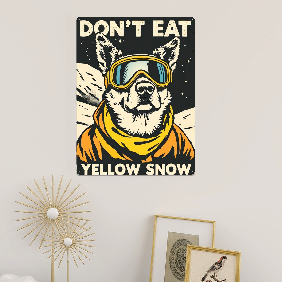 Metal Tinplate Poster Rectangular 12 inches by 16 inches Metal Sign Decor in Don't eat Yellow Snow