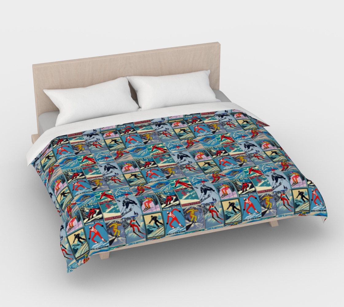 Duvet Cover in Vintage Style men Ski Collage for the nicest sleep. Made of quality 100% cotton in Canada