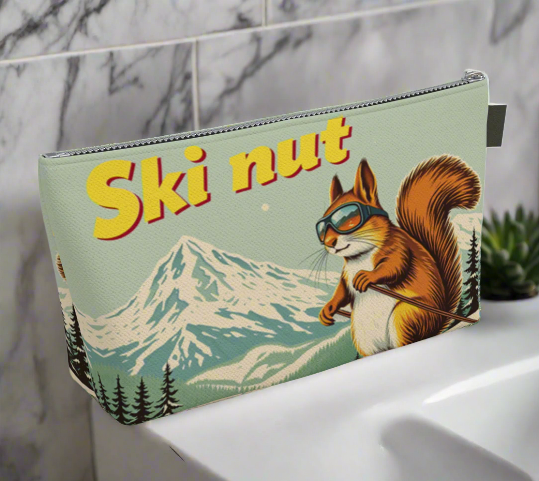 Toiletry kit bag in Ski Nut durable and lined with a pocket, made in Canada