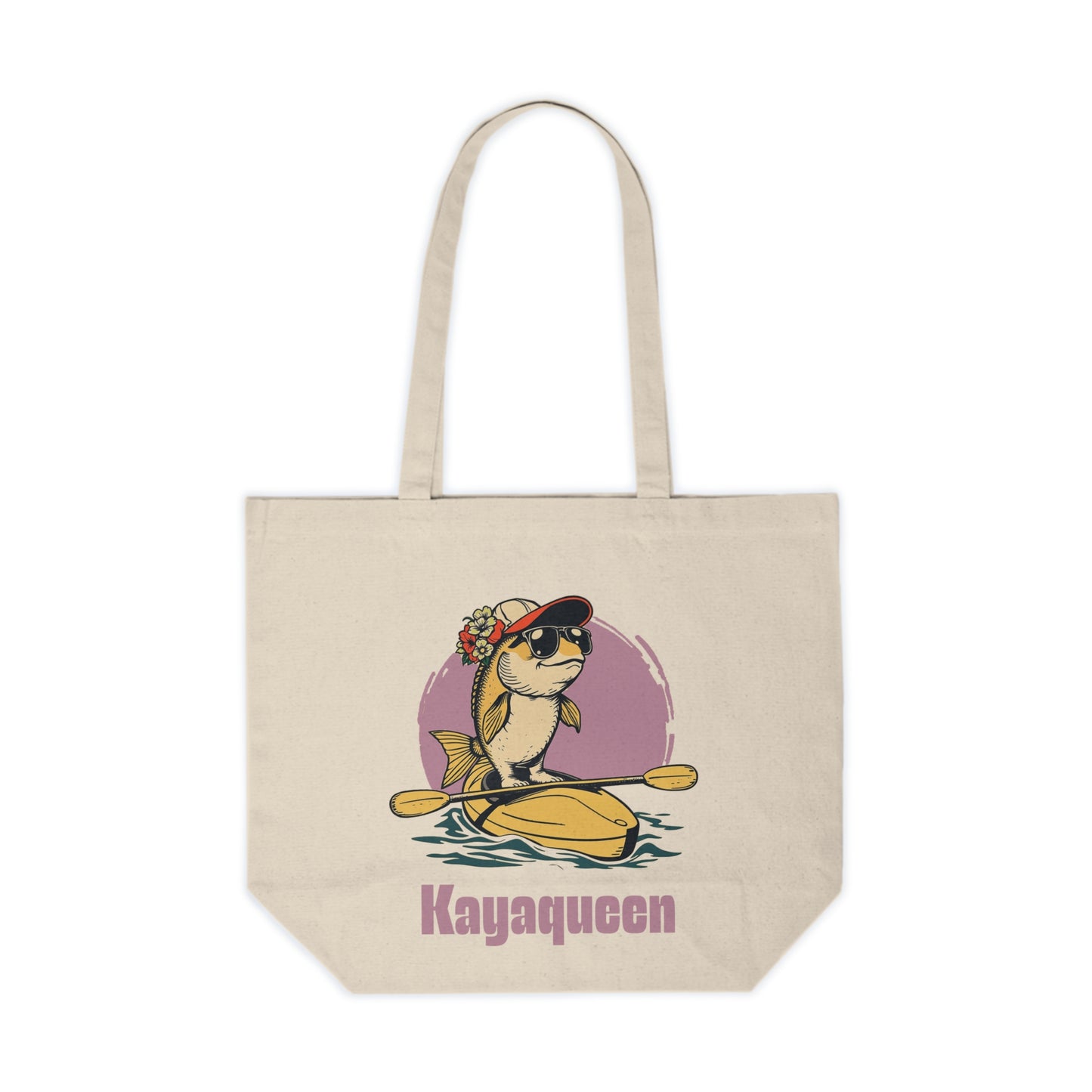 Large Tote - Kayaqueen Canvas Shopping Eco-Friendly Bag for Kayaking and water sport Lovers