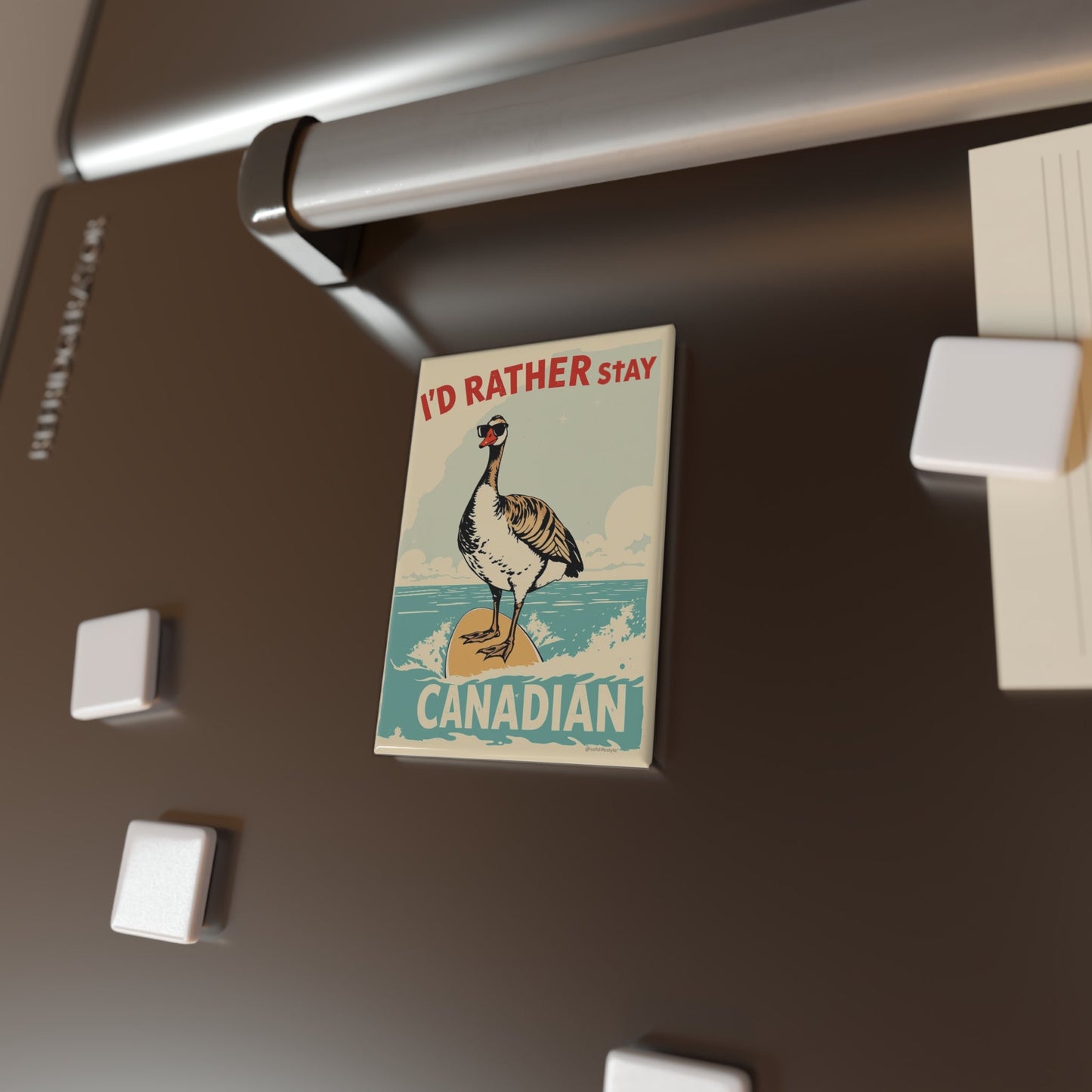 Button Magnet - Canadian Goose 'I'd Rather Stay Canadian' Decorative Magnet (1 & 10 pcs)