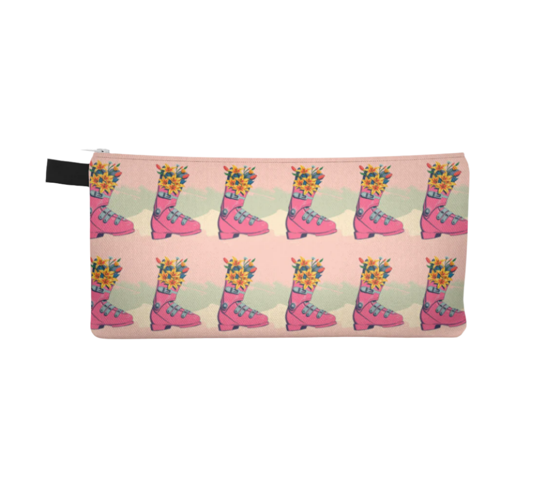 Pencil case ski boot floral bouquet