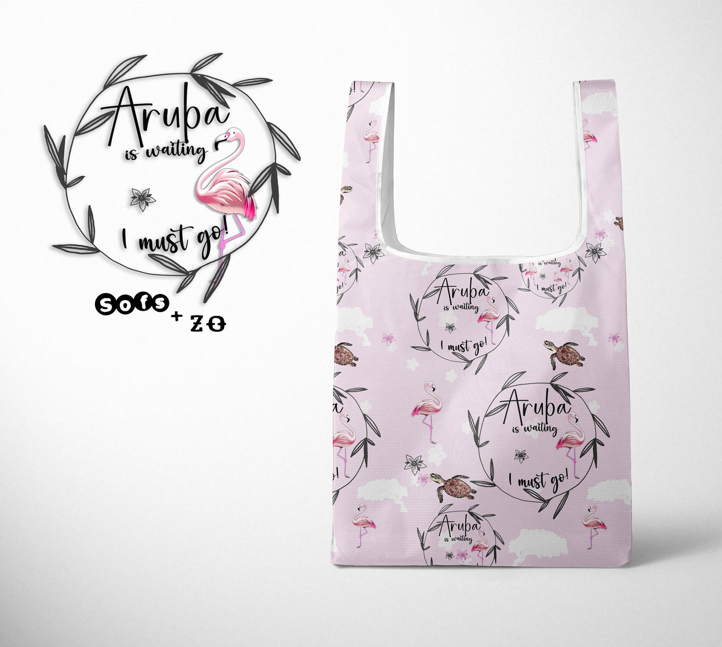 Folding Reusable Travel Bag Market Grocery bag in Aruba is waiting. I must go by Sofs and Zo