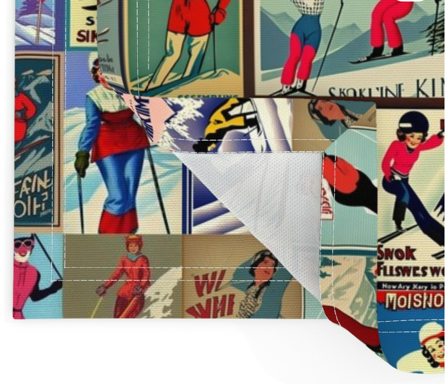 Placemats in Women Vintage inspired Ski Art in red. You get a set of 2 made with 100% Cotton Linen