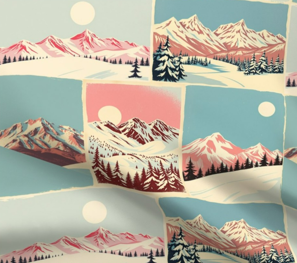Tissu dans de douces montagnes de ski 100% coton pour les projets d'art, d'artisanat et de couture