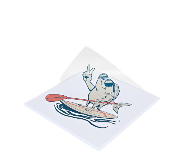 Sticker is Water sports Paddling Fish peace Sign without white border, Made Quebec