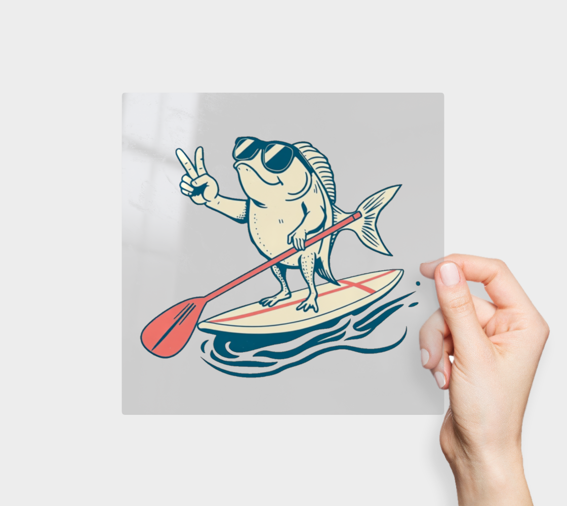 Sticker is Water sports Paddling Fish peace Sign without white border, Made Quebec