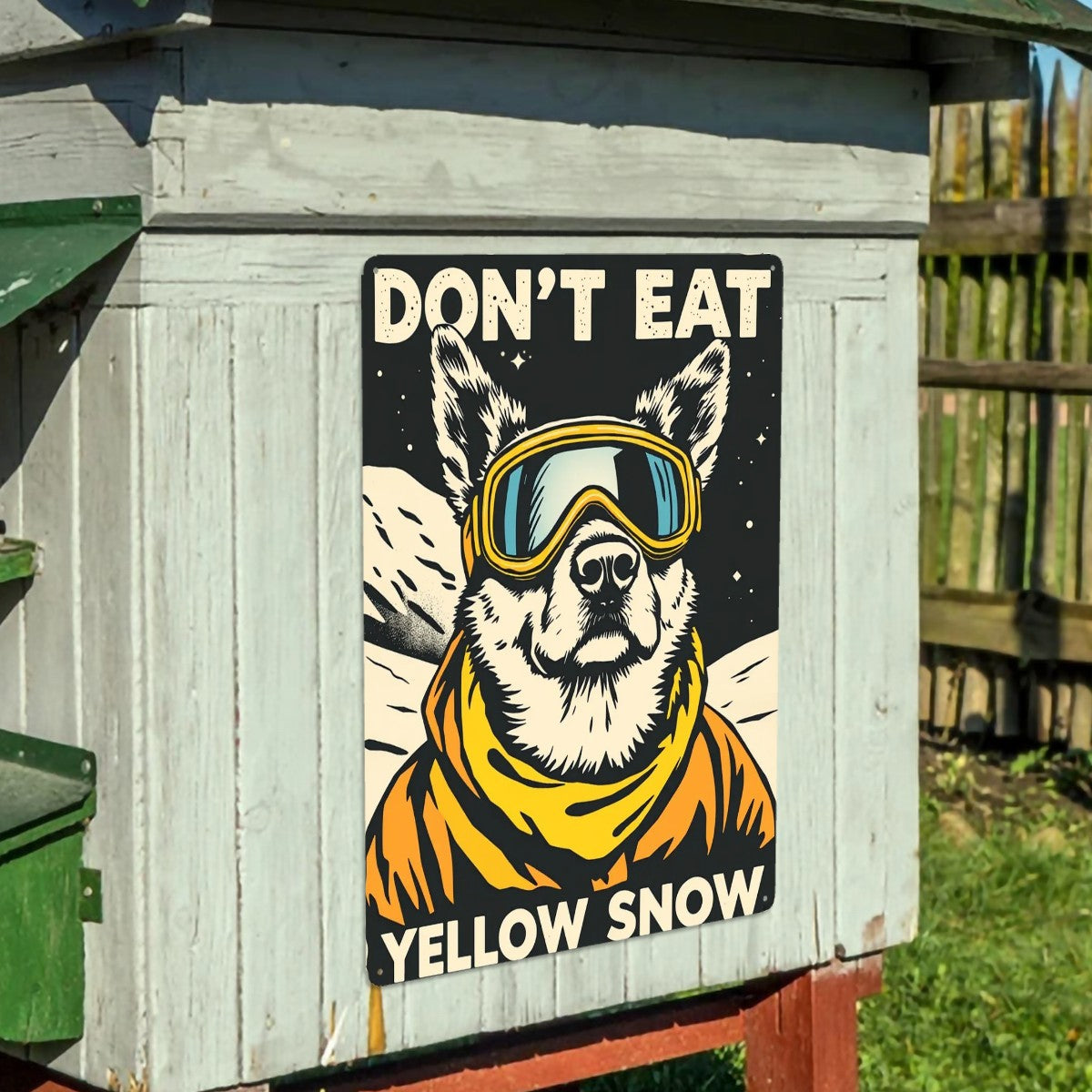 Metal Tinplate Poster Rectangular 12 inches by 16 inches Metal Sign Decor in Don't eat Yellow Snow