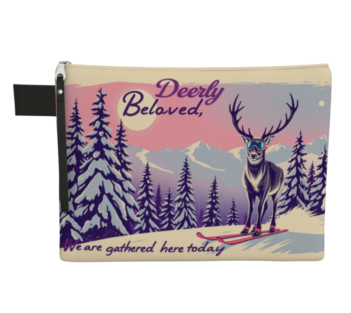 Wristlet carry-all Ski Art Deer ly beloved made in Canada