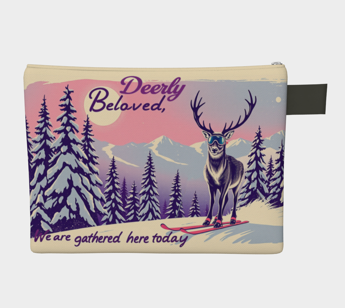 Wristlet carry-all Ski Art Deer ly beloved made in Canada