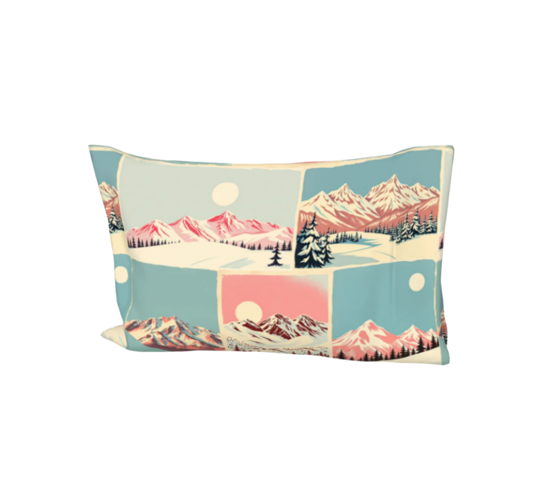 Bed Pillow case pillow Sleeve in sweet ski moutains 100% cotton