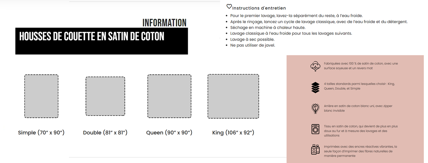 Housse de couette en galets et pierres pour un sommeil des plus agréables. Fabriquée en 100 % coton de qualité au Canada