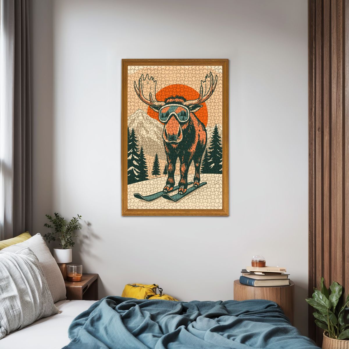 Puzzles en bois 1000 pièces dans Sunset Moose Ski Life