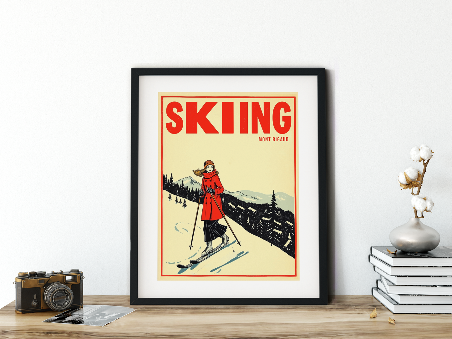Poster Skiing Mont Rigaud for your home made with our Ski art vintage style graphics