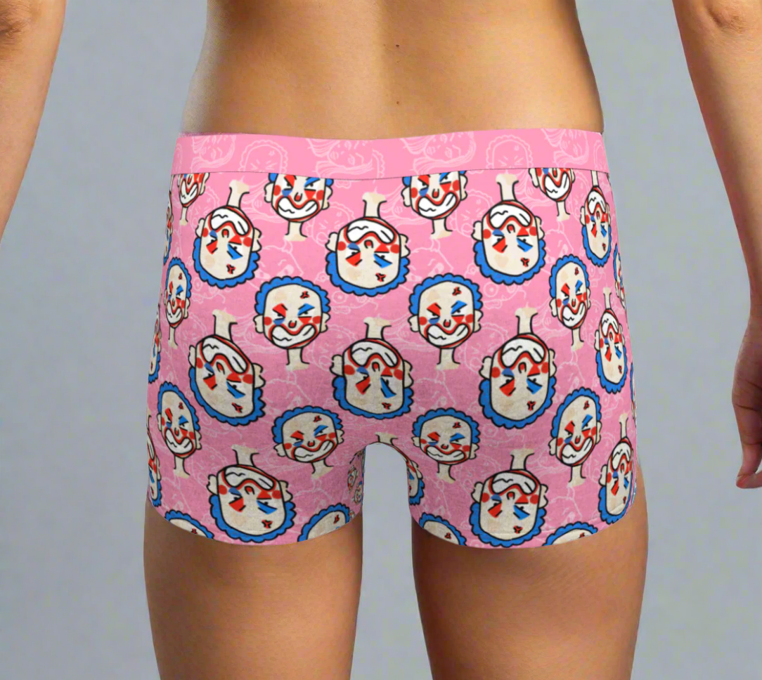 Boyshorts Boxers in pink Clowns made in Montreal Canada
