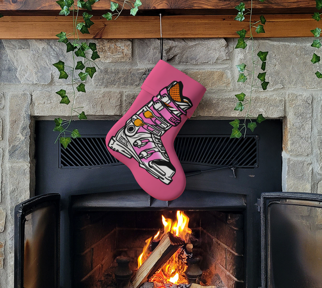 Stockings Pink ski boot. Hand made in Quebec Canada