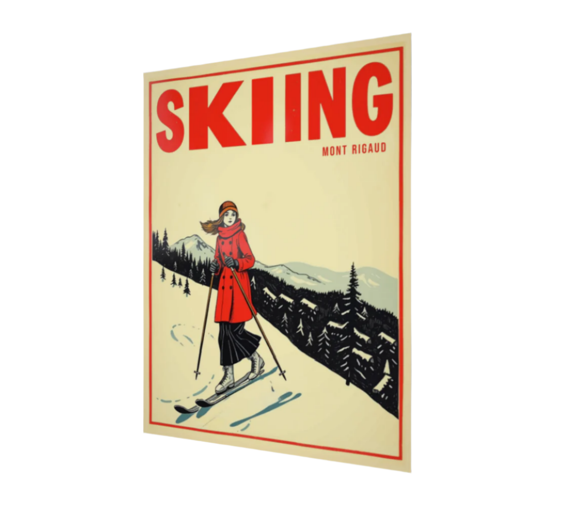 Poster Skiing Mont Rigaud for your home made with our Ski art vintage style graphics