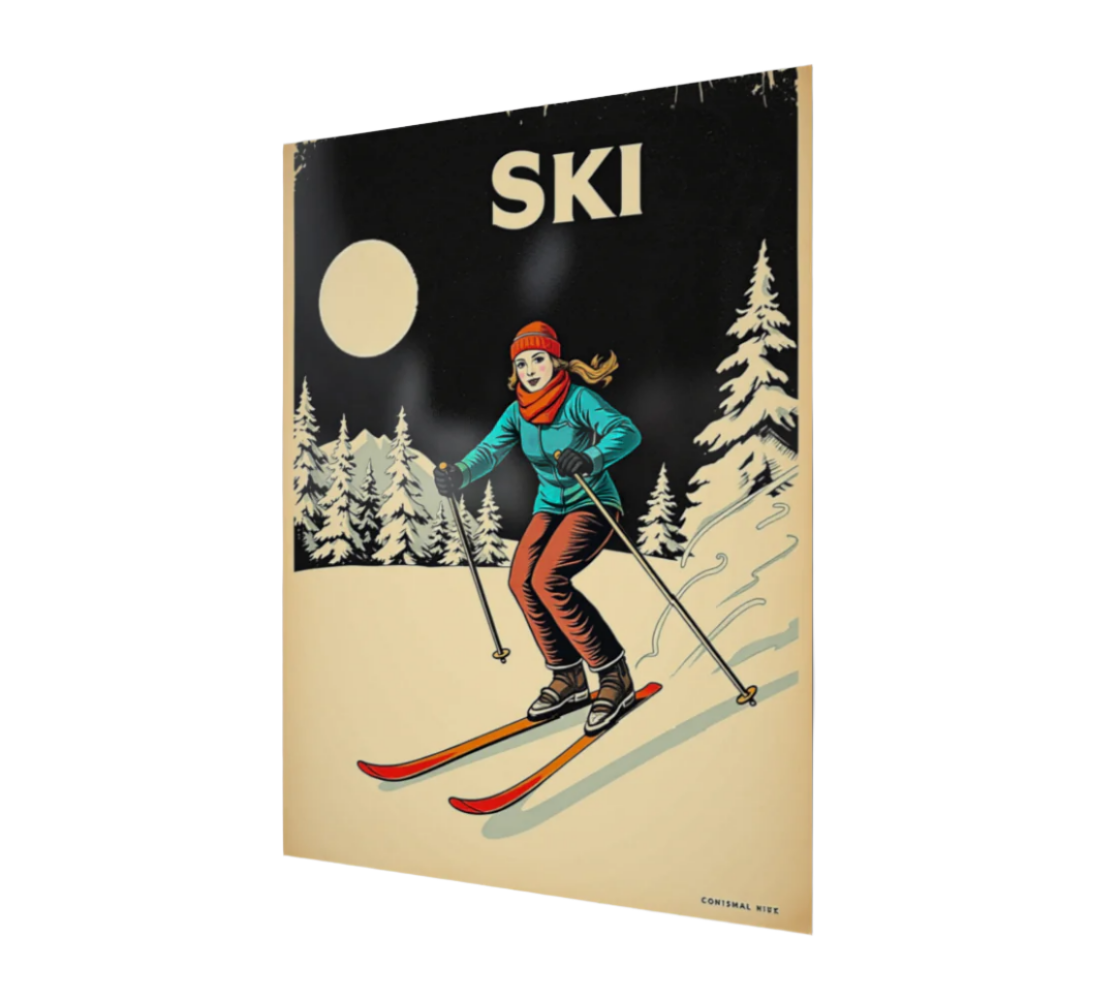Poster Ski, Retro night Ski #3, made in montreal Canada