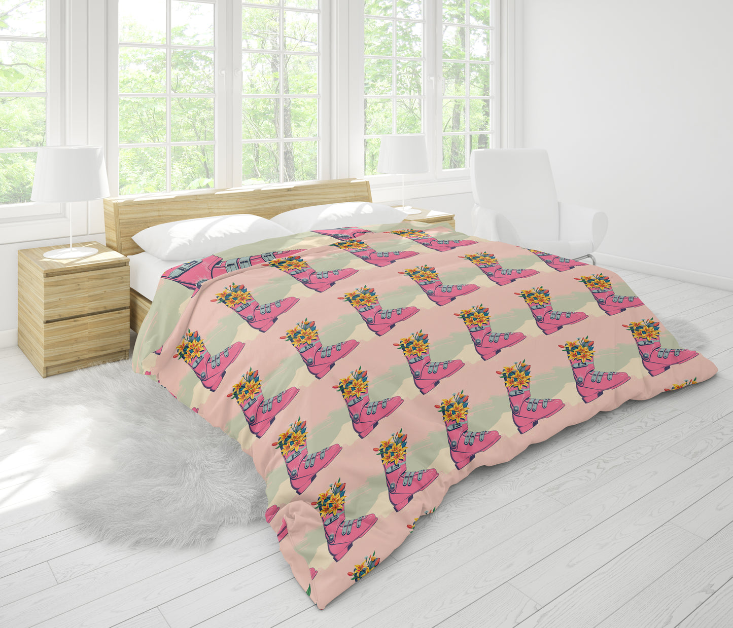 Duvet Pink Ski boot flower bloom