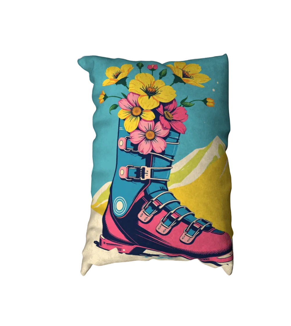Pillow cover Spring Skiing in day in golden hour Ski art