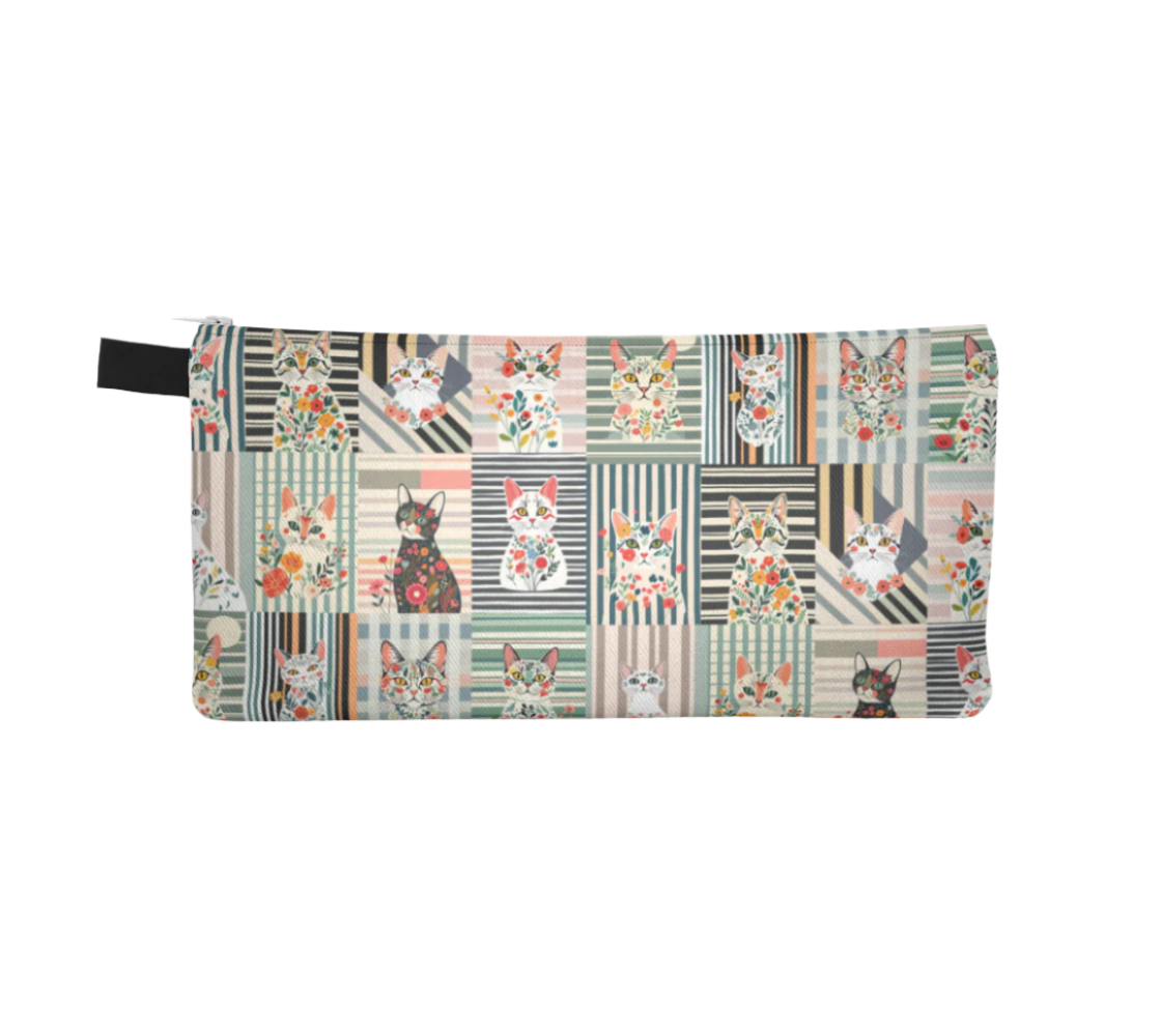 Pencil case striped cat collage