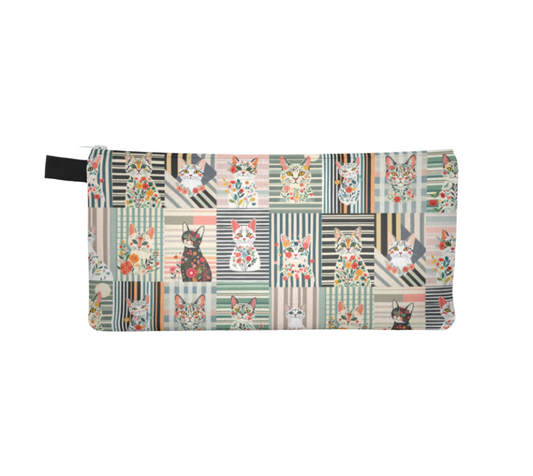 Pencil case striped cat collage