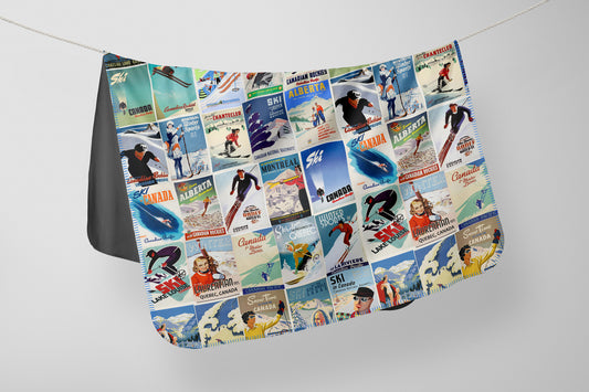 Blanket in Ski Canadian Vintage Poster collage