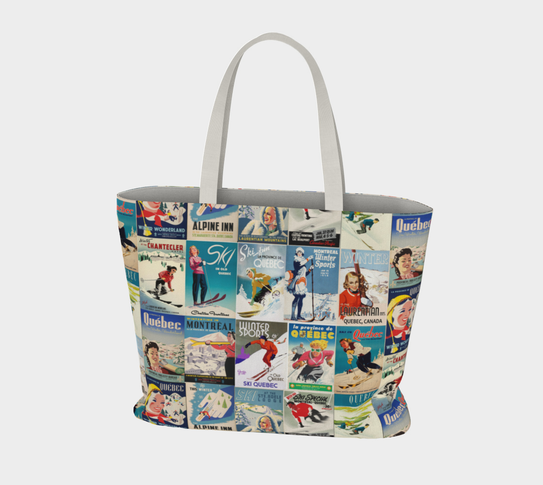 Tote Large in Ski Quebec Vintage Posters Collage
