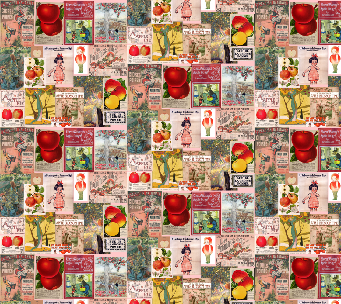 Fabric in Vintage Posters collage Apple Lovers