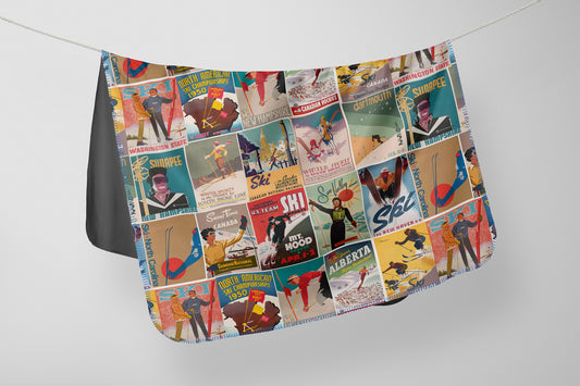 Blanket North America Ski Vintage collage in Earth Retro