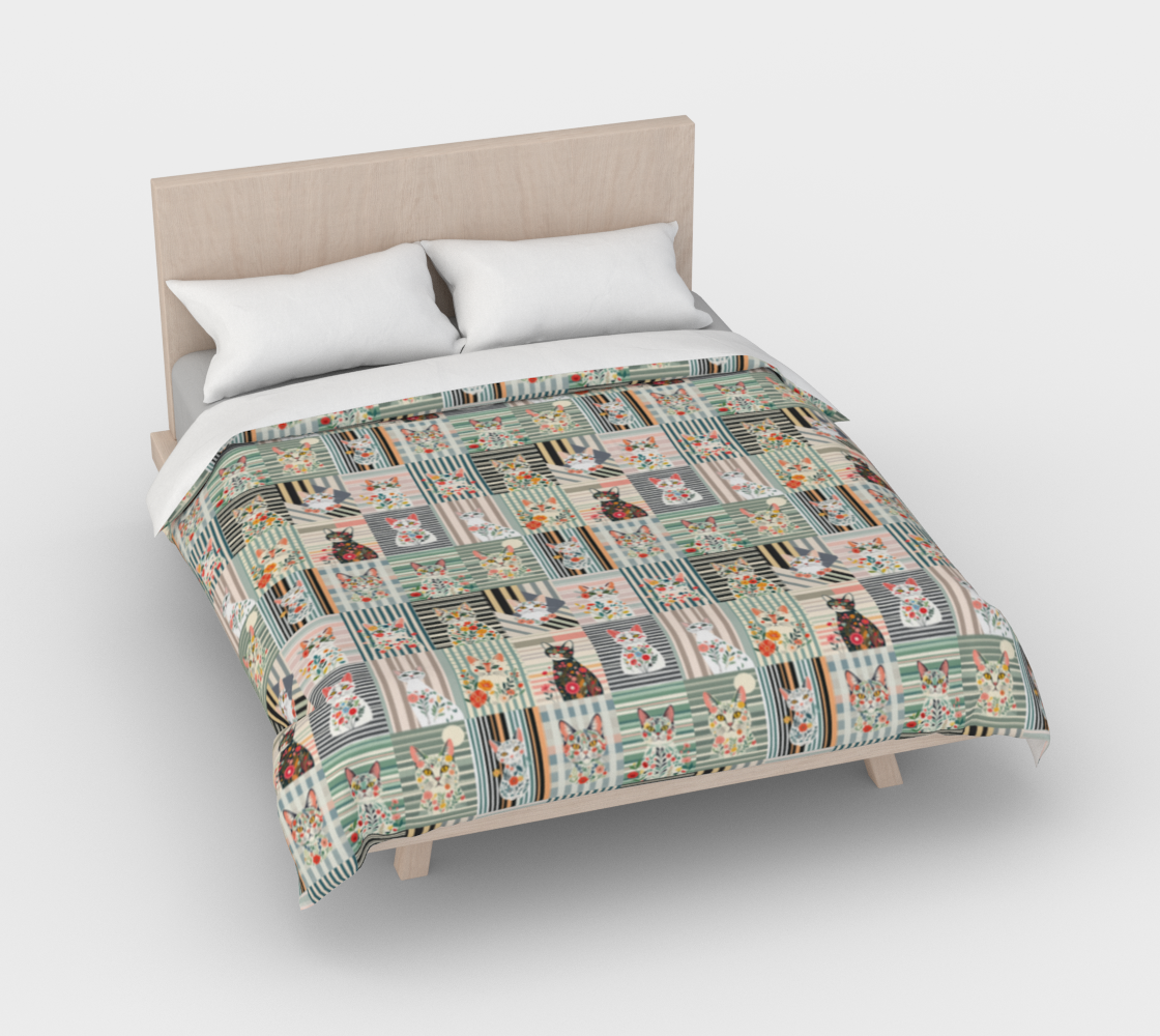 Duvet Cover in Stripe Cat Collage for the nicest sleep. Made of quality 100% cotton in Canada