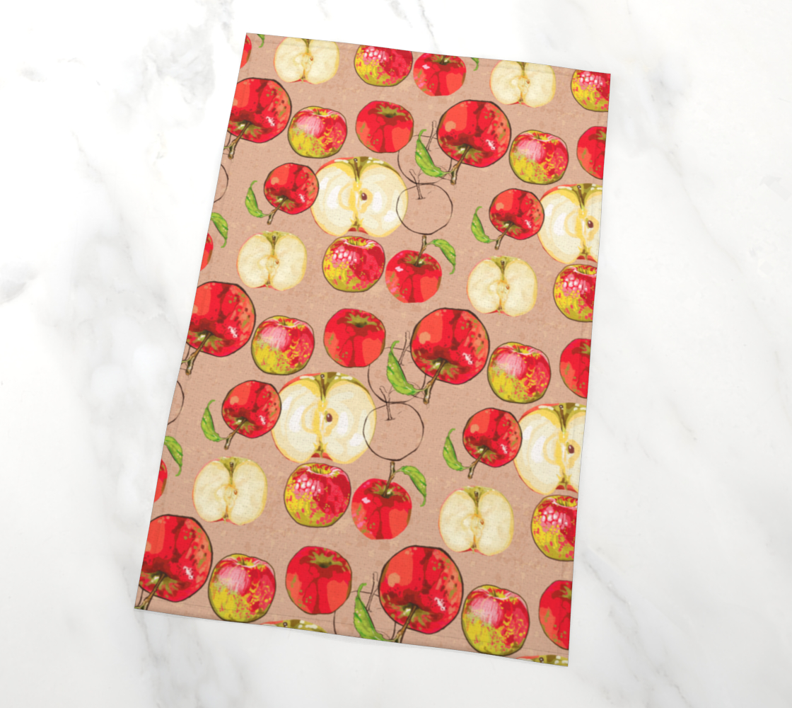 Tea towel in autumn apples in earth made in Canada