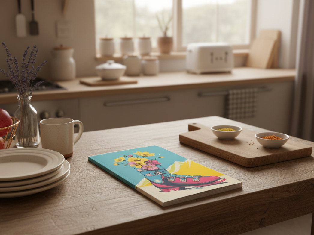 Notebook for everyday. Write notes, draw doodles or use as a Junk Journal. In Spring Ski boots