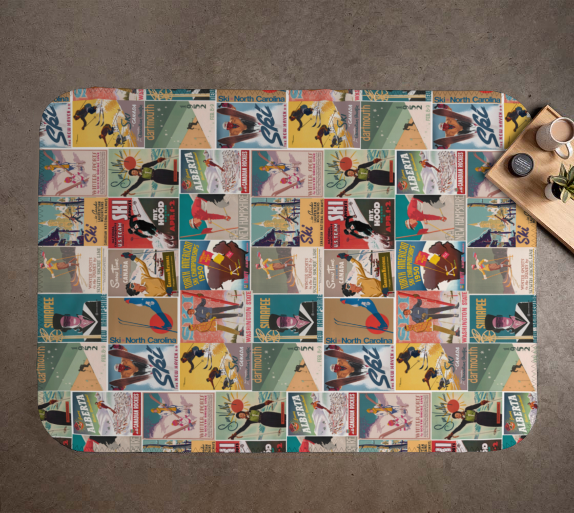 Blanket North America Ski Vintage collage in Earth Retro