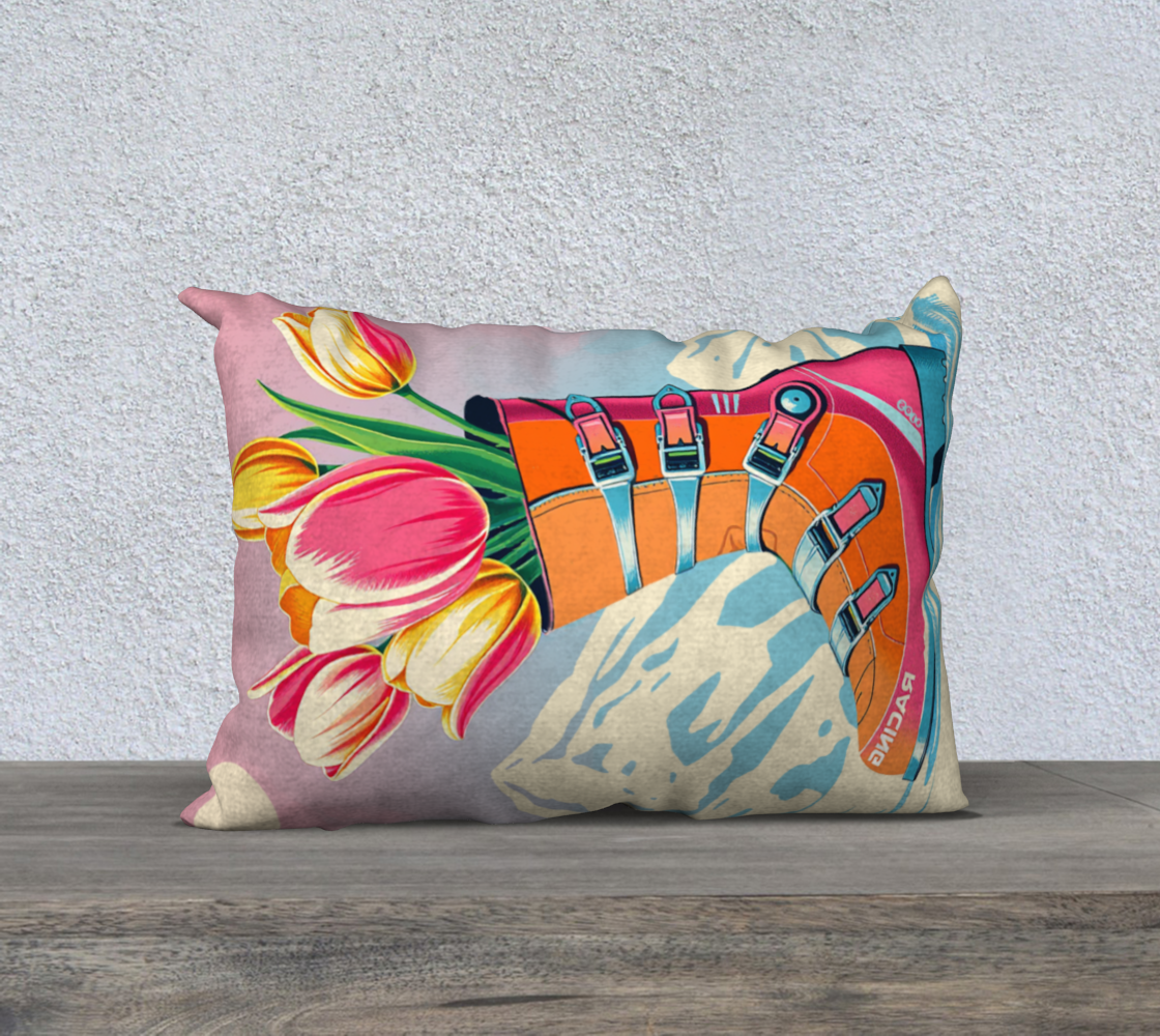 Pillow cover Spring Skiing in Ski book floral art