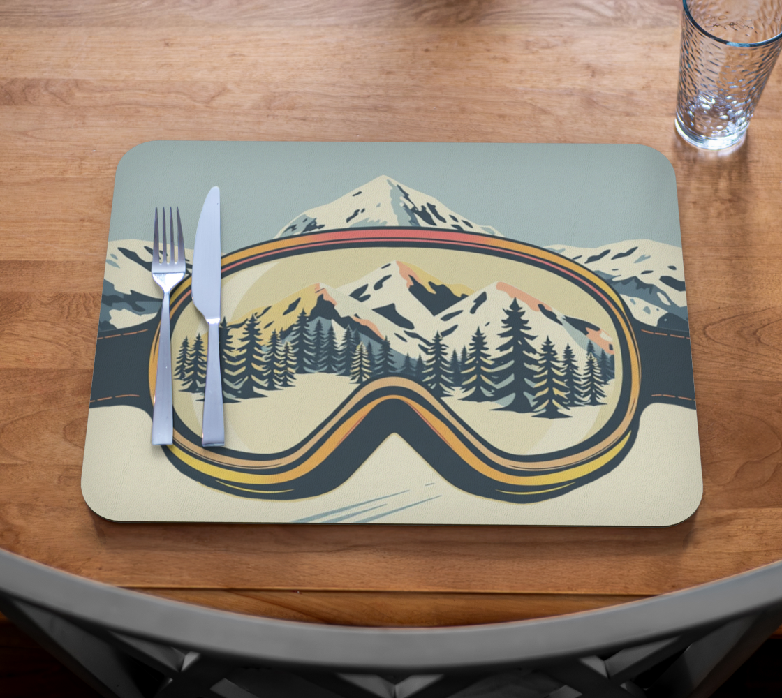 Placemat Ski goggles soft tableware, in vegan leather