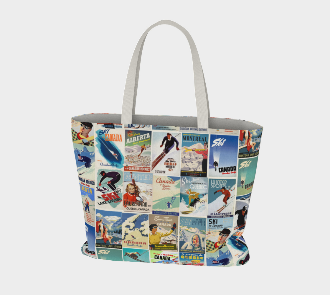 Tote large real Canadian Ski Vintage Poster collage