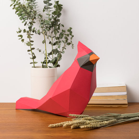 DIY Cardinal 3D Origami paper model Kit