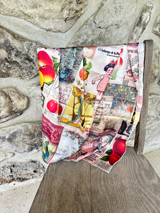 Scraf in Apple love, vintage artwork collage made in montreal